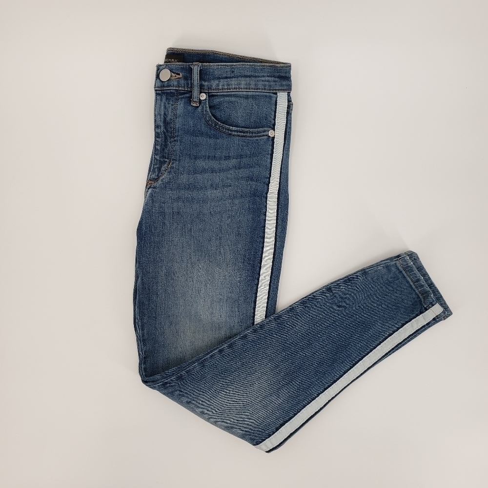 Banana Republic Premium Denim Tuxedo Striped Mid-rize Skinny Jeans